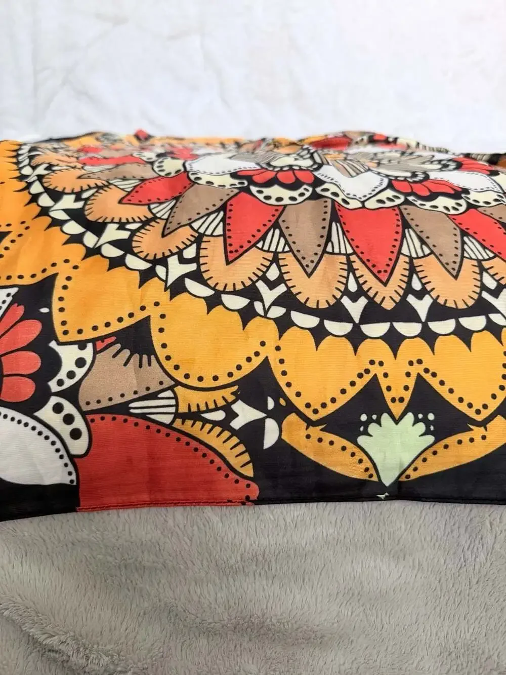 Abstract Geometric Floral Pattern Large Square 100% Silk Scarf